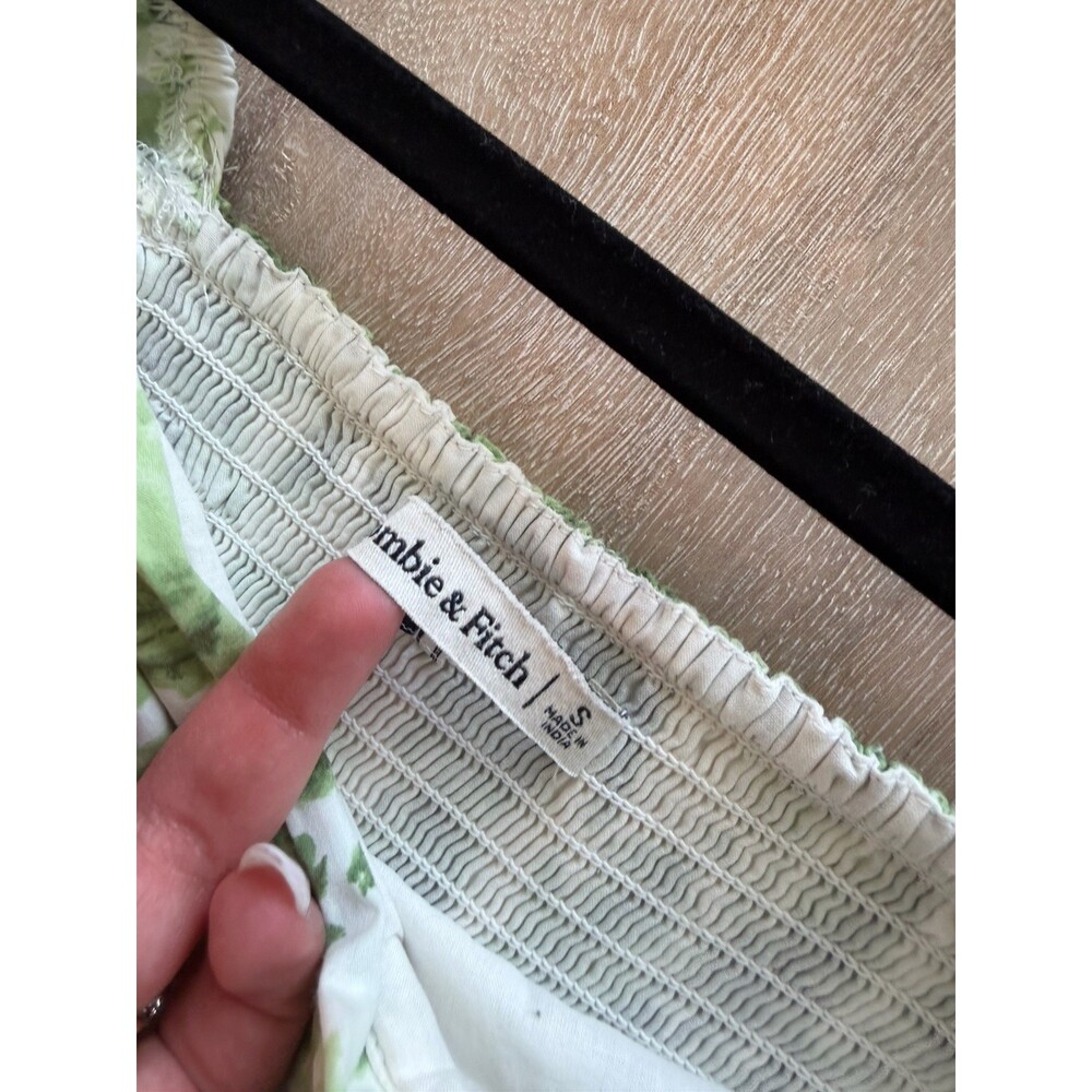 Abercrombie Emerson Mini Dress in Green Floral Size Small Puff Sleeves - Picture 3 of 5